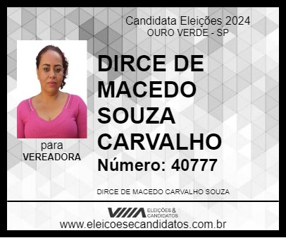 Candidato DIRCE CABELEIREIRA 2024 - OURO VERDE - Eleições