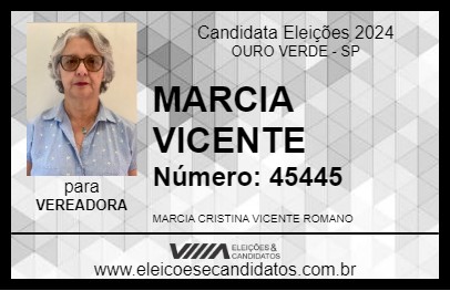 Candidato MARCIA VICENTE 2024 - OURO VERDE - Eleições