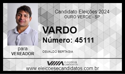 Candidato VARDO 2024 - OURO VERDE - Eleições