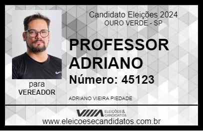 Candidato PROFESSOR ADRIANO 2024 - OURO VERDE - Eleições