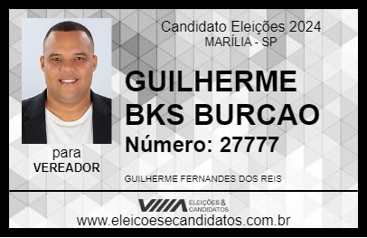 Candidato GUILHERME BKS BURCAO 2024 - MARÍLIA - Eleições