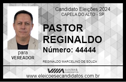 Candidato PASTOR REGINALDO 2024 - CAPELA DO ALTO - Eleições