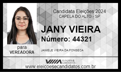 Candidato JANY VIEIRA 2024 - CAPELA DO ALTO - Eleições