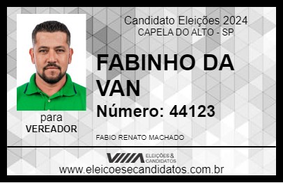 Candidato FABINHO DA VAN 2024 - CAPELA DO ALTO - Eleições