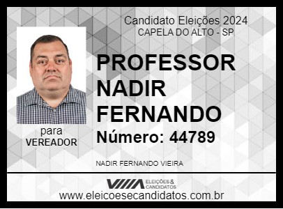 Candidato PROFESSOR NADIR FERNANDO 2024 - CAPELA DO ALTO - Eleições