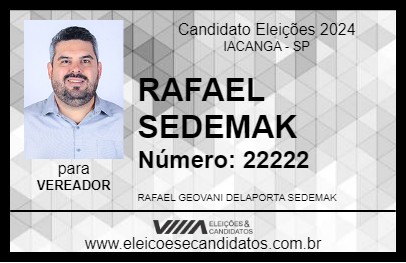 Candidato RAFAEL  SEDEMAK 2024 - IACANGA - Eleições