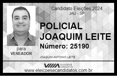 Candidato POLICIAL JOAQUIM LEITE 2024 - JAÚ - Eleições