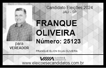 Candidato FRANQUE OLIVEIRA 2024 - JAÚ - Eleições