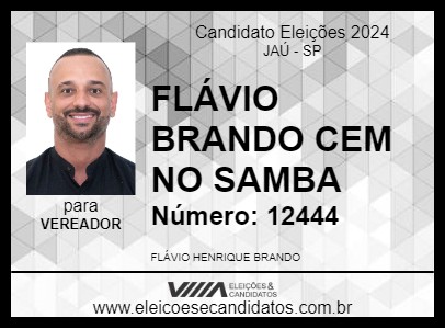 Candidato FLÁVIO BRANDO CEM NO SAMBA 2024 - JAÚ - Eleições