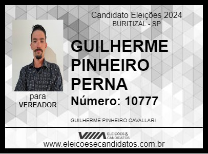 Candidato GUILHERME PINHEIRO PERNA 2024 - BURITIZAL - Eleições