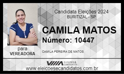 Candidato CAMILA MATOS 2024 - BURITIZAL - Eleições