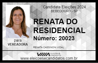 Candidato RENATA DO RESIDENCIAL 2024 - BEBEDOURO - Eleições