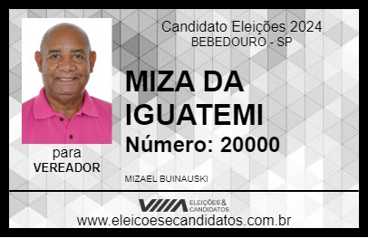 Candidato MIZA DA IGUATEMI 2024 - BEBEDOURO - Eleições