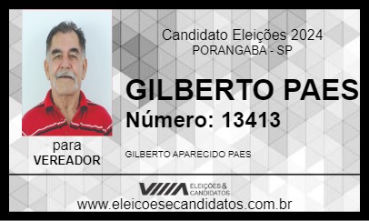 Candidato GILBERTO PAES 2024 - PORANGABA - Eleições