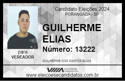 Candidato GUILHERME ELIAS 2024 - PORANGABA - Eleições