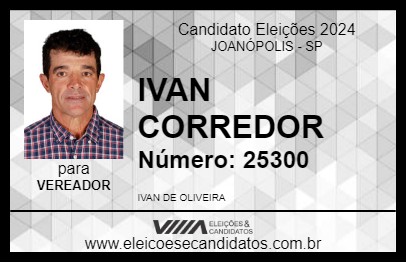 Candidato IVAN CORREDOR 2024 - JOANÓPOLIS - Eleições