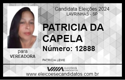 Candidato PATRICIA DA CAPELA 2024 - LAVRINHAS - Eleições