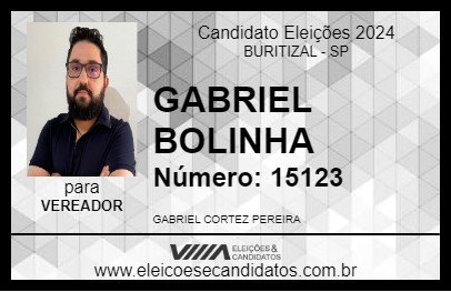 Candidato GABRIEL BOLINHA 2024 - BURITIZAL - Eleições