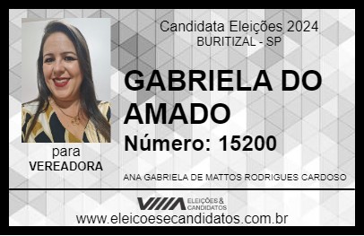 Candidato GABRIELA DO AMADO 2024 - BURITIZAL - Eleições