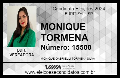 Candidato MONIQUE TORMENA 2024 - BURITIZAL - Eleições