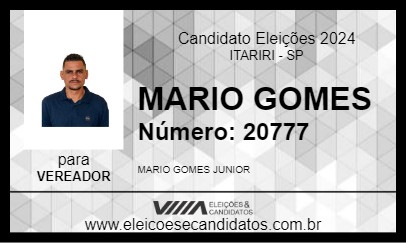 Candidato MARIO GOMES 2024 - ITARIRI - Eleições