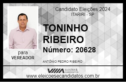 Candidato TONINHO RIBEIRO 2024 - ITARIRI - Eleições