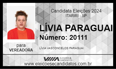 Candidato LÍVIA PARAGUAI 2024 - ITARIRI - Eleições