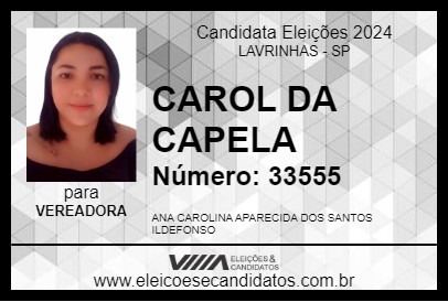 Candidato CAROL DA CAPELA 2024 - LAVRINHAS - Eleições