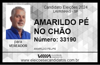 Candidato AMARILDO PÉ NO CHÃO 2024 - LAVRINHAS - Eleições