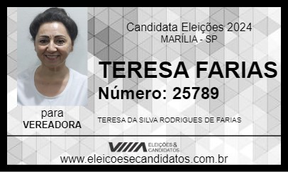 Candidato TERESA FARIAS 2024 - MARÍLIA - Eleições