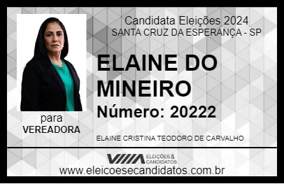 Candidato ELAINE DO MINEIRO 2024 - SANTA CRUZ DA ESPERANÇA - Eleições