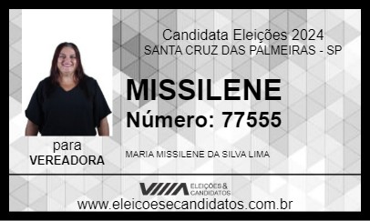 Candidato MISSILENE 2024 - SANTA CRUZ DAS PALMEIRAS - Eleições