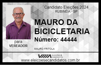 Candidato MAURO DA BICICLETARIA 2024 - RUBINÉIA - Eleições