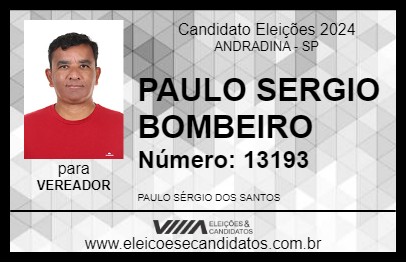 Candidato PAULO SERGIO BOMBEIRO 2024 - ANDRADINA - Eleições