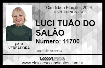 Candidato LUCI TUÃO DO SALÃO 2024 - ITAPETININGA - Eleições