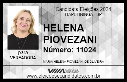 Candidato HELENA PIOVEZANI 2024 - ITAPETININGA - Eleições