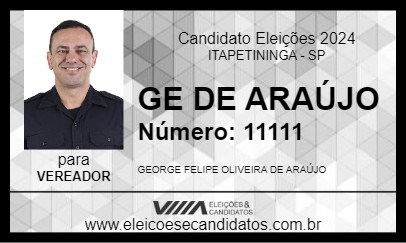 Candidato GE DE ARAÚJO 2024 - ITAPETININGA - Eleições