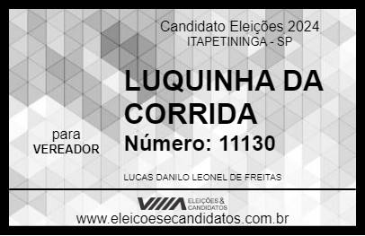 Candidato LUQUINHA DA CORRIDA 2024 - ITAPETININGA - Eleições