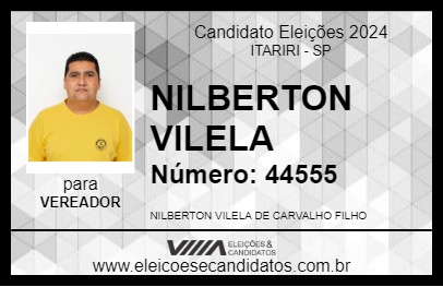 Candidato NILBERTON VILELA 2024 - ITARIRI - Eleições