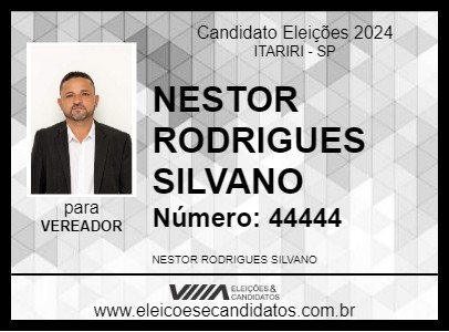 Candidato NESTOR RODRIGUES SILVANO 2024 - ITARIRI - Eleições