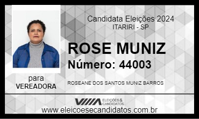 Candidato ROSE MUNIZ 2024 - ITARIRI - Eleições