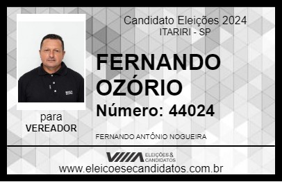 Candidato FERNANDO OZÓRIO 2024 - ITARIRI - Eleições