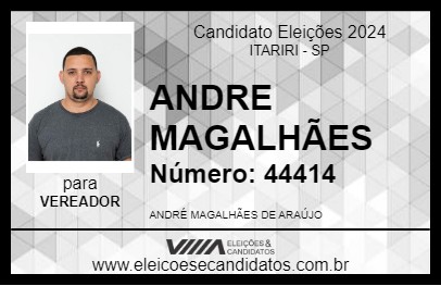 Candidato ANDRE MAGALHÃES 2024 - ITARIRI - Eleições