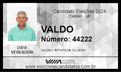 Candidato VALDO 2024 - ITARIRI - Eleições