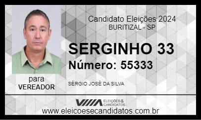 Candidato SERGINHO 33 2024 - BURITIZAL - Eleições