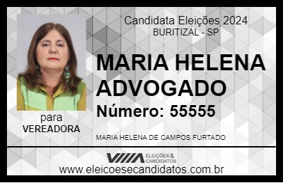 Candidato MARIA HELENA ADVOGADA 2024 - BURITIZAL - Eleições