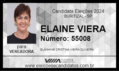 Candidato ELAINE VIEIRA 2024 - BURITIZAL - Eleições