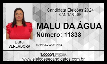 Candidato MALU DA ÁGUA 2024 - CANITAR - Eleições