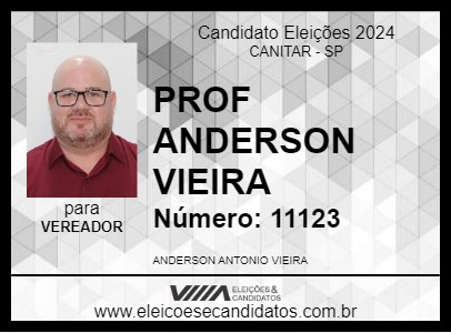 Candidato PROFESSOR ANDERSON VIEIRA 2024 - CANITAR - Eleições