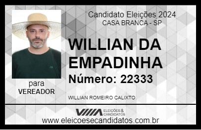 Candidato WILLIAN DA EMPADINHA 2024 - CASA BRANCA - Eleições